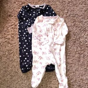 Gerber Starry Black and Floral Cream Kids Footies